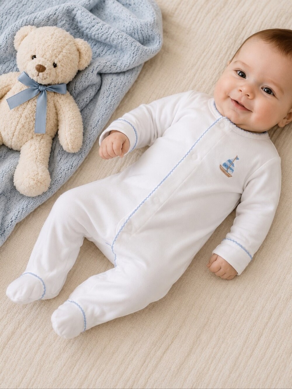 Magnolia Baby Sailboat Pima Cotton Footed Sleeper 3M